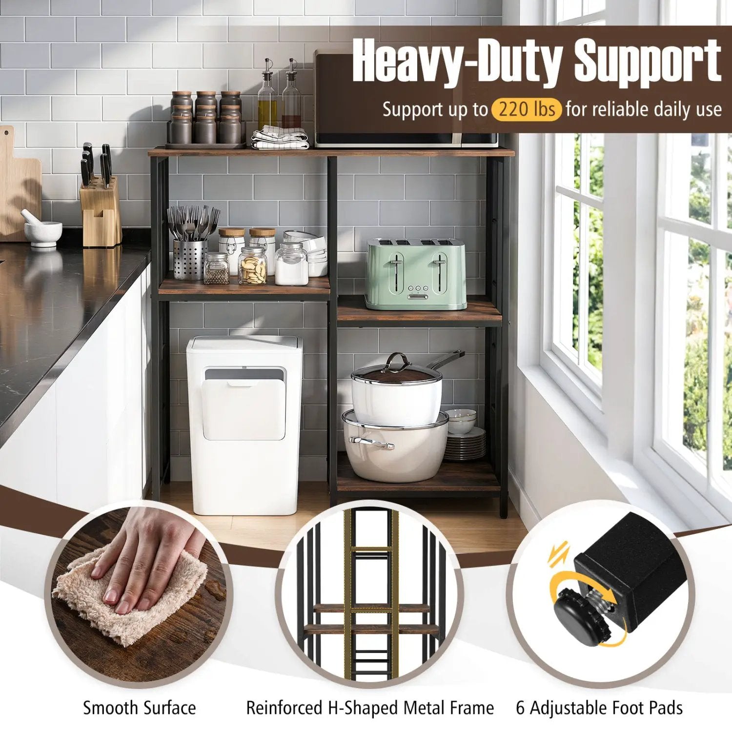 4-Tier Baker's Rack with Heavy-Duty Metal Frame by DirectDeals