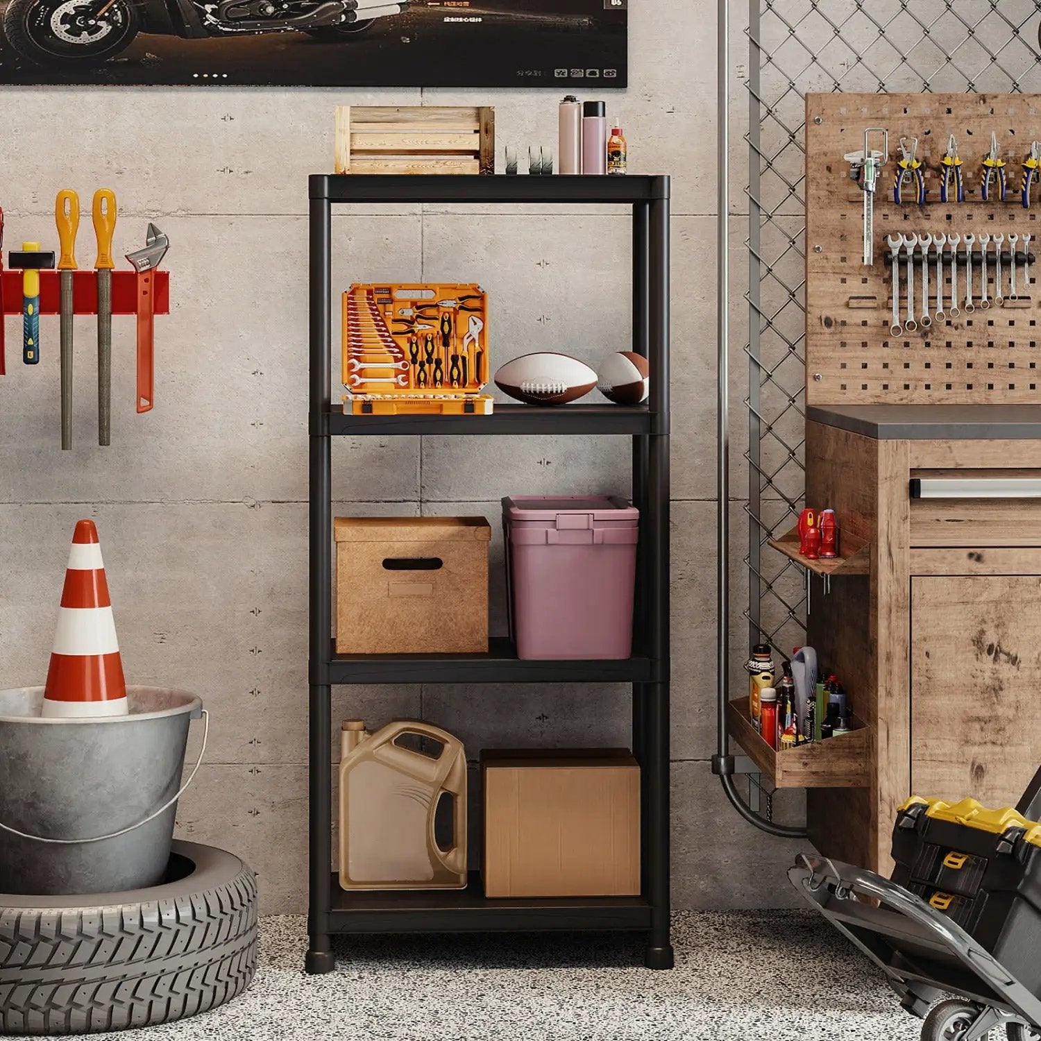 4-Tier Heavy-Duty Plastic Storage Shelves Freestanding Garage Shelving Unit by DirectDeals