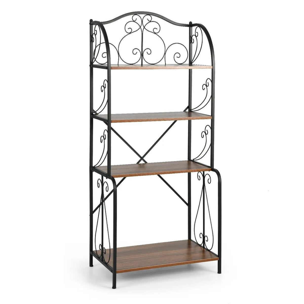 4-Tier Industrial Kitchen Baker's Rack with Open Shelves and X-Bar by DirectDeals