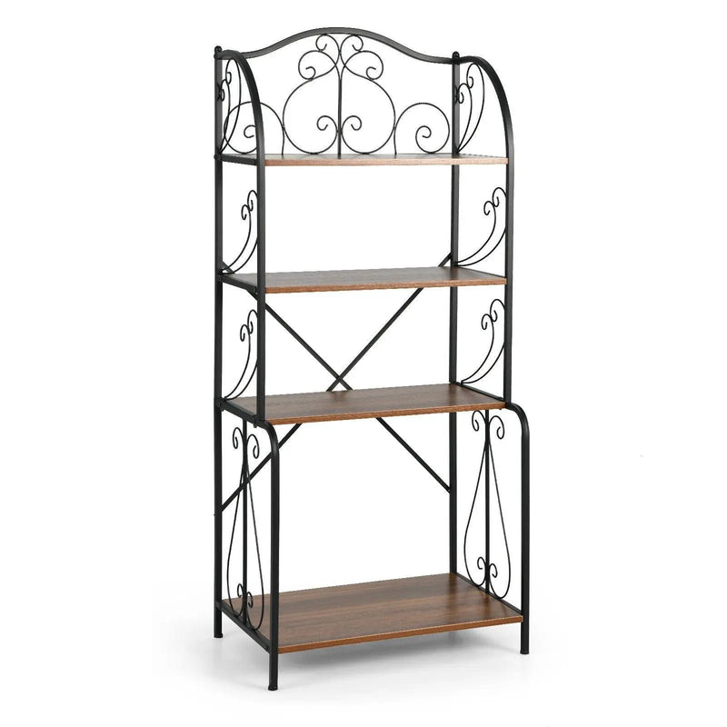 4-Tier Industrial Kitchen Baker's Rack with Open Shelves and X-Bar by DirectDeals
