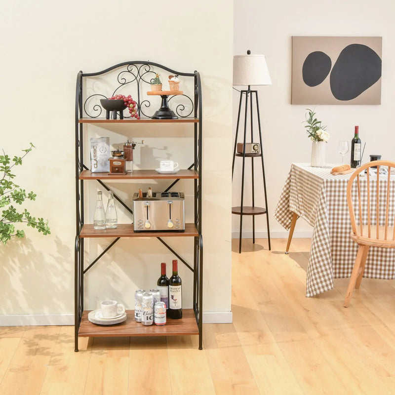 4-Tier Industrial Kitchen Baker's Rack with Open Shelves and X-Bar by DirectDeals