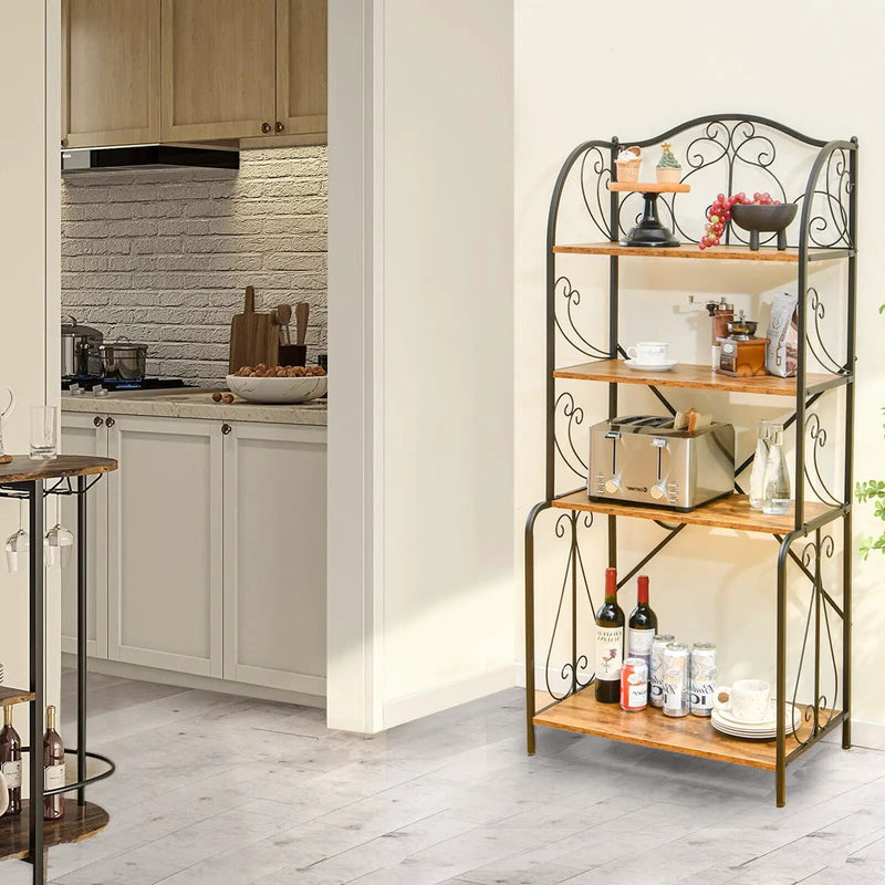 4-Tier Industrial Kitchen Baker's Rack with Open Shelves and X-Bar by DirectDeals