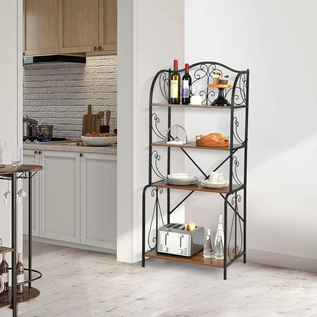 4-Tier Industrial Kitchen Baker's Rack with Open Shelves and X-Bar by DirectDeals