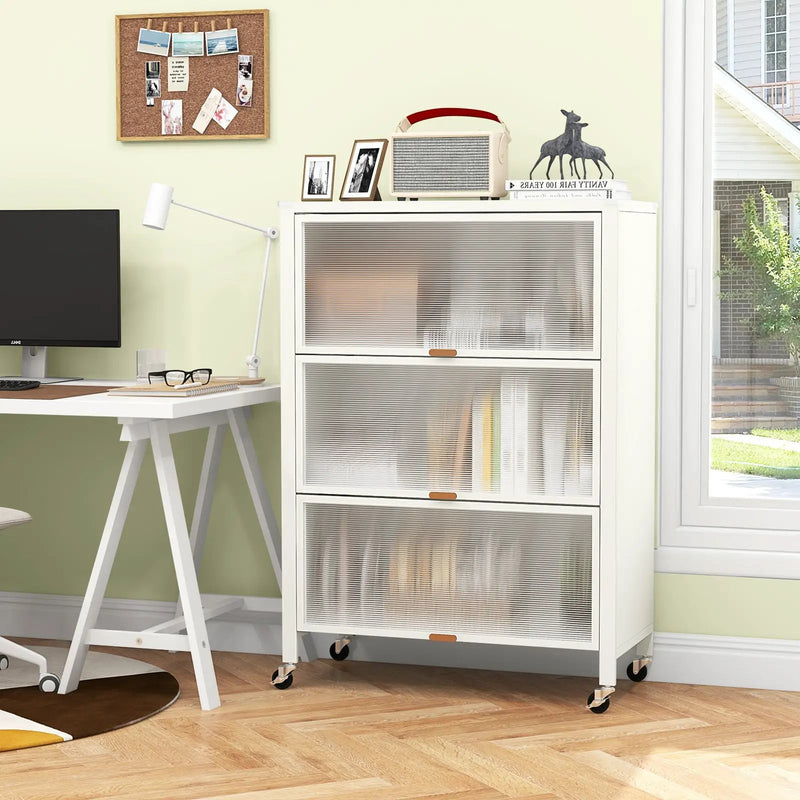 4-Tier Kitchen Bakers Rack with Flip Doors-White by DirectDeals