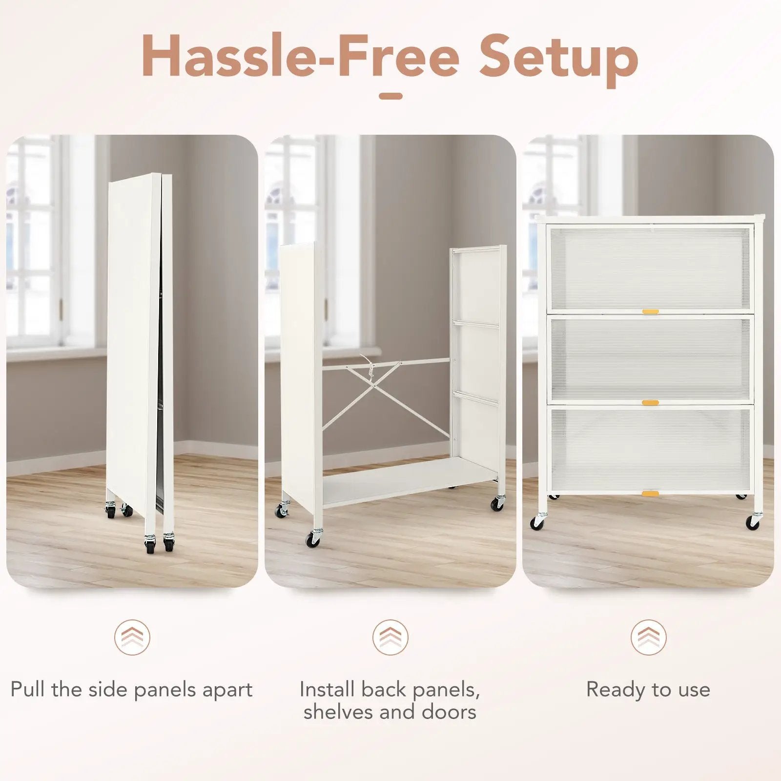 4-Tier Kitchen Bakers Rack with Flip Doors-White by DirectDeals