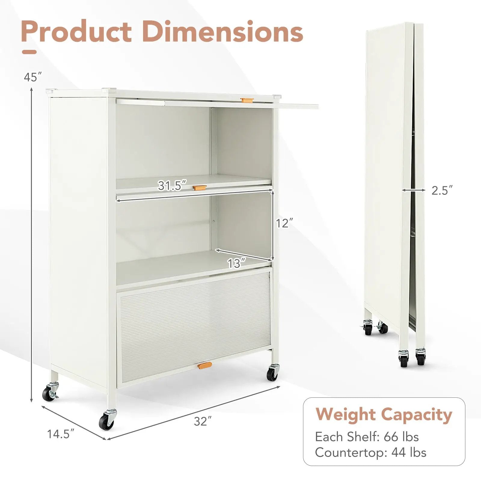 4-Tier Kitchen Bakers Rack with Flip Doors-White by DirectDeals