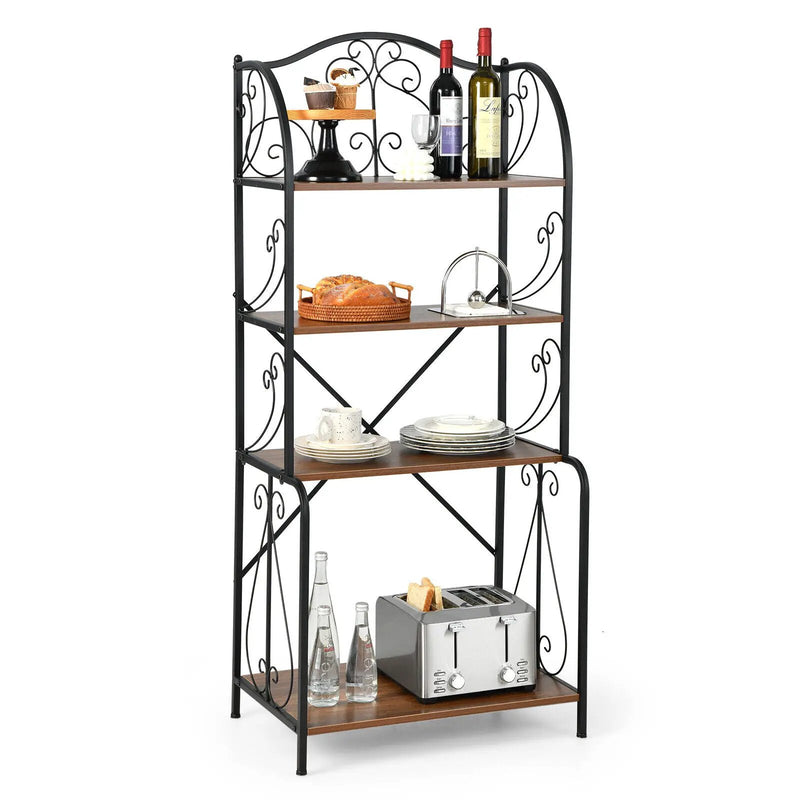 4-Tier Industrial Kitchen Baker's Rack with Open Shelves and X-Bar by DirectDeals