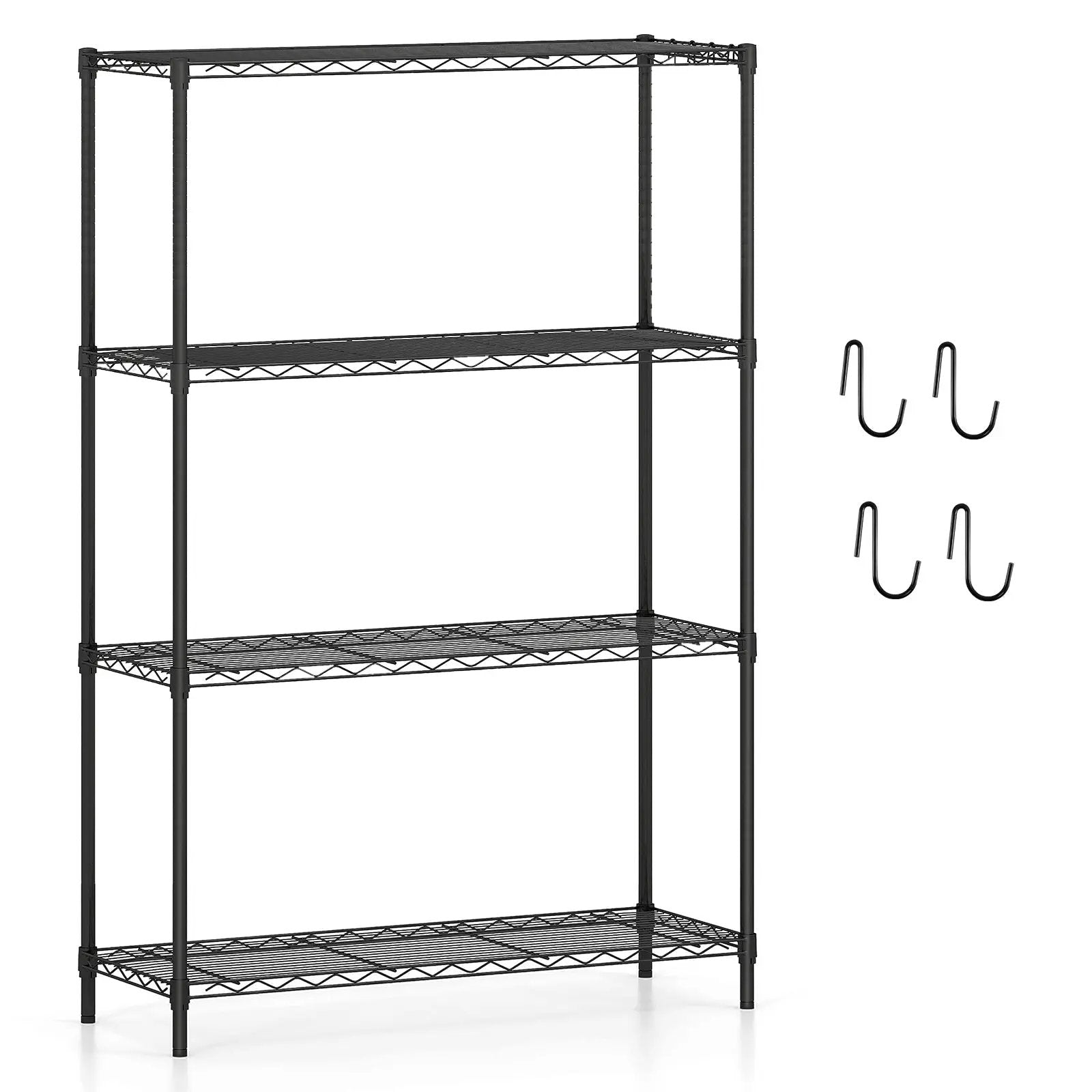 4-Tier Metal Storage Shelving Unit with V-Shaped Wire Rack and 1000 LBS Capacity-Black by DirectDeals