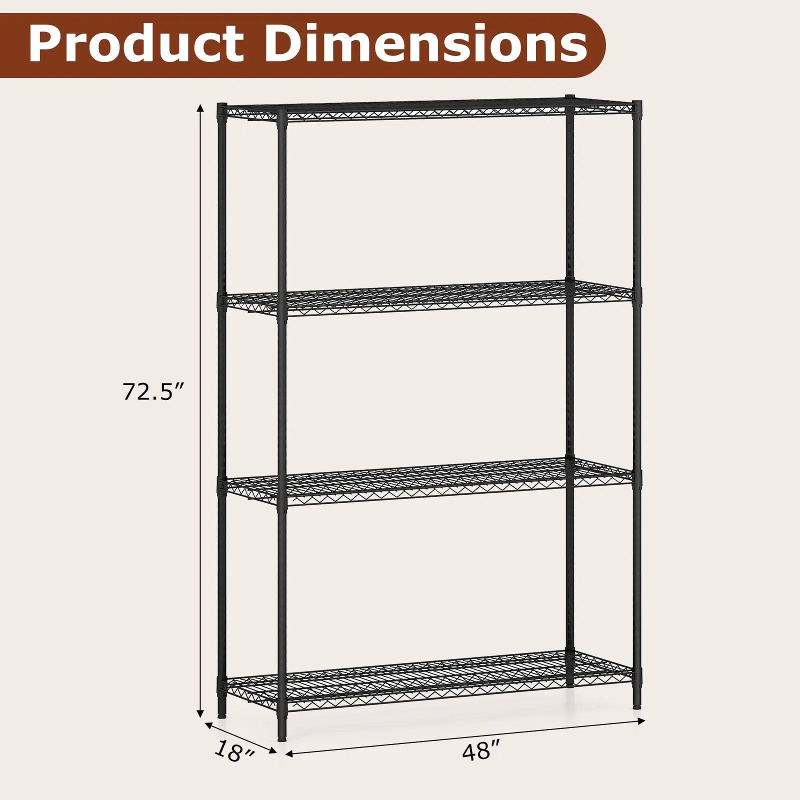 4-Tier Metal Storage Shelving Unit with V-Shaped Wire Rack-Black by DirectDeals