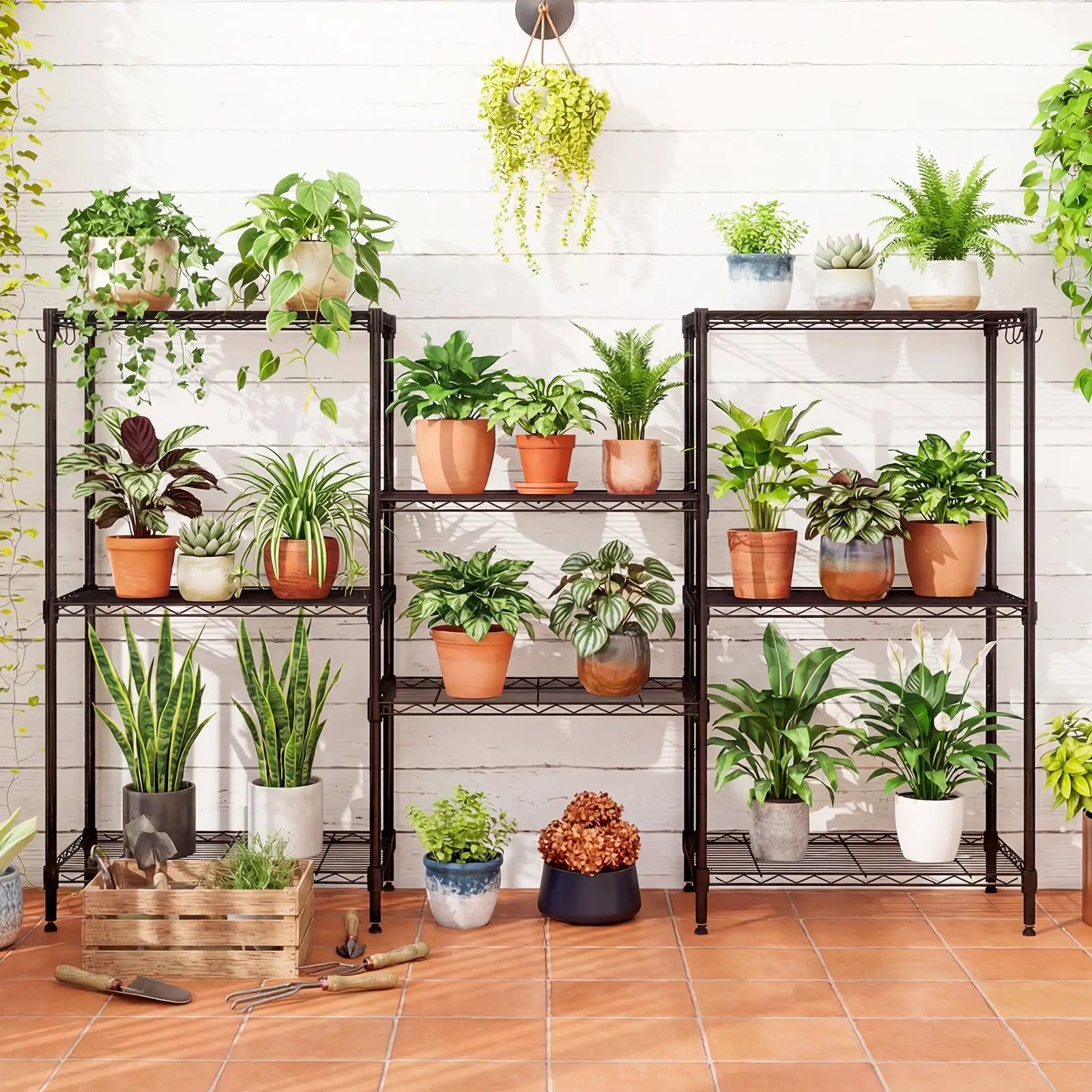 4-Tier Metal Storage Shelving Unit Set of 2 with V-Shaped Wire Rack-Black by DirectDeals