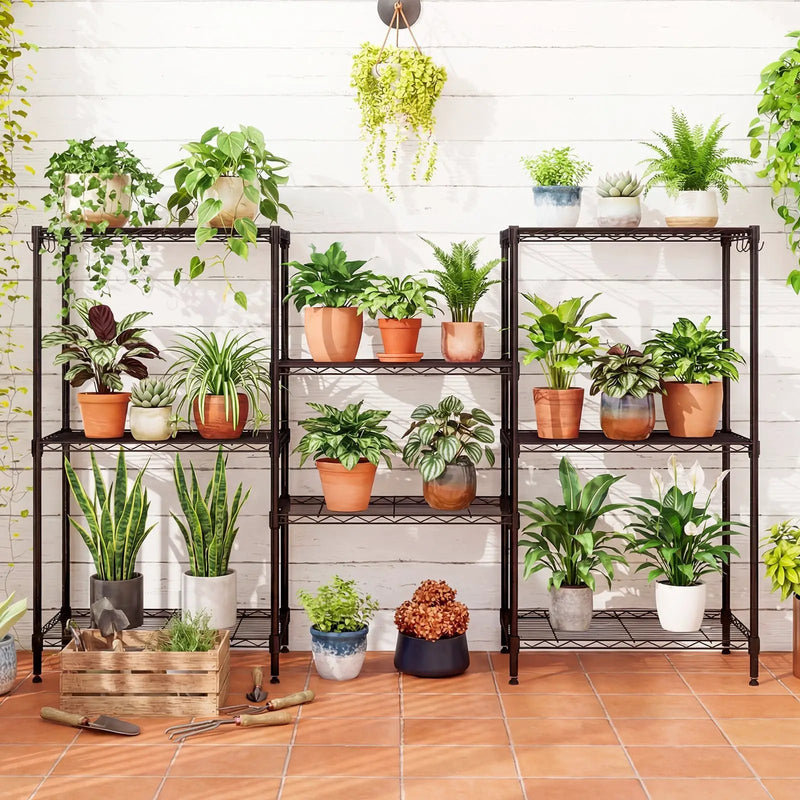 4-Tier Metal Storage Shelving Unit Set of 2 with V-Shaped Wire Rack-Black by DirectDeals