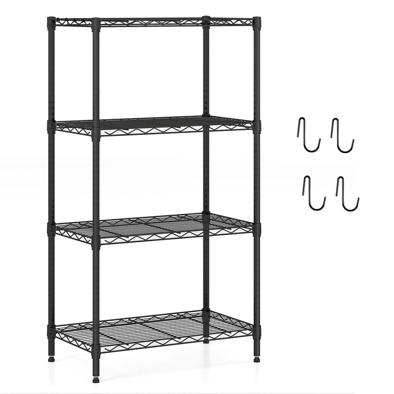 4-Tier Metal Storage Shelving Unit Set of 2 with V-Shaped Wire Rack-Black by DirectDeals
