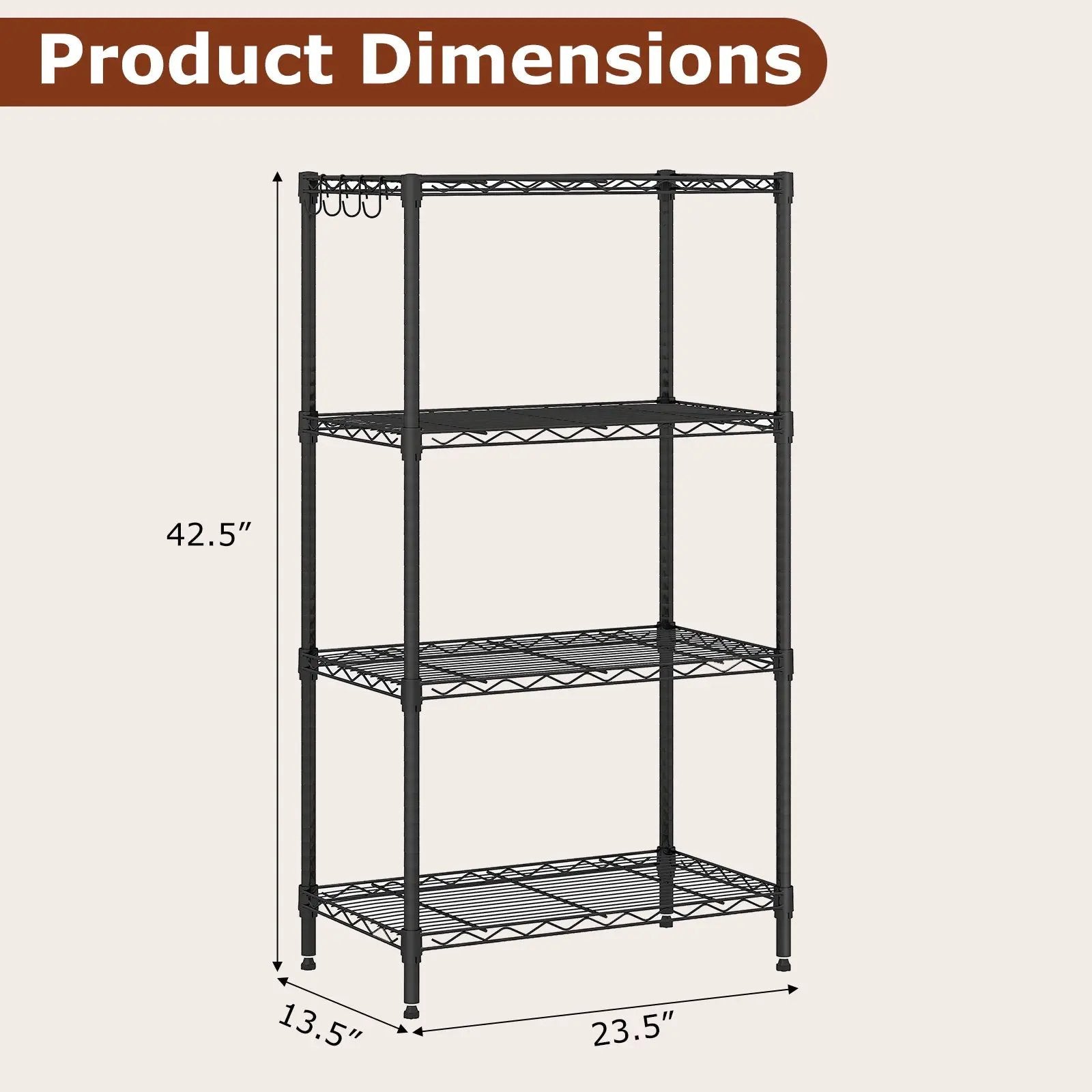 4-Tier Metal Storage Shelving Unit with V-Shaped Wire Rack and 600 LBS Capacity-Black by DirectDeals