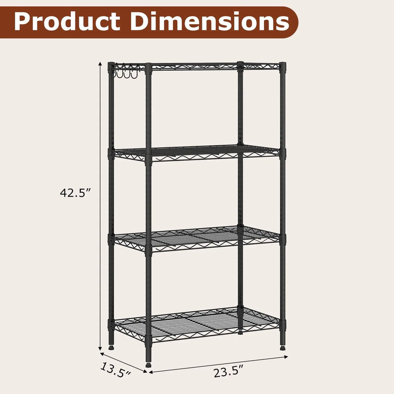 4-Tier Metal Storage Shelving Unit with V-Shaped Wire Rack and 600 LBS Capacity-Black by DirectDeals