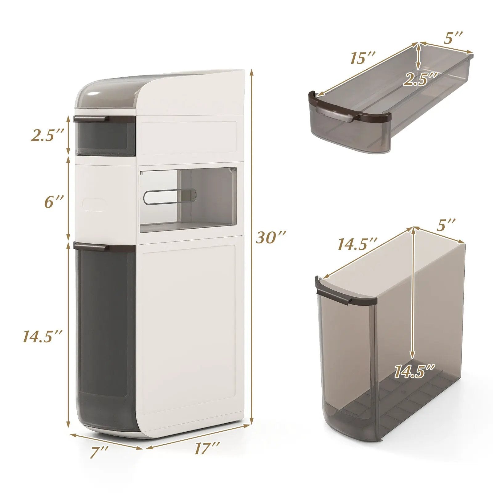 5-Tier Narrow Bathroom Storage Cabinet with Drawers and Tissue Box by DirectDeals