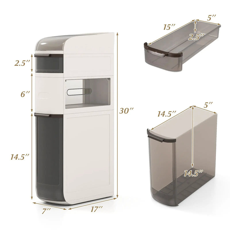 5-Tier Narrow Bathroom Storage Cabinet with Drawers and Tissue Box by DirectDeals
