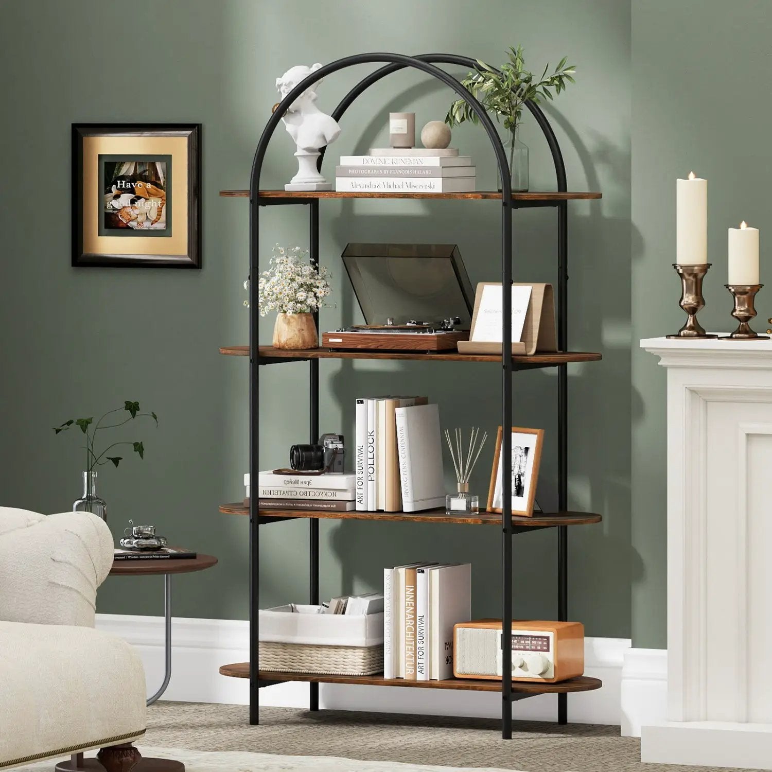 4-Tier Open Bookcase with Sturdy Metal Frame for Living Room by DirectDeals