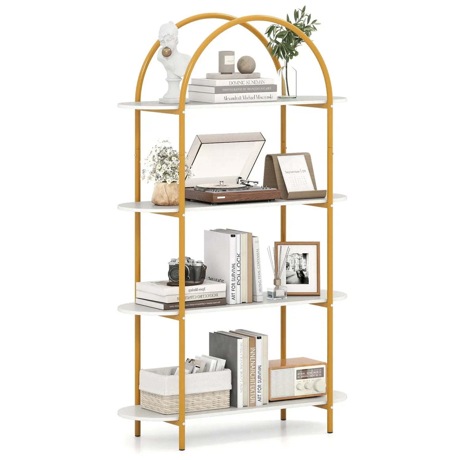 4-Tier Open Bookcase with Sturdy Metal Frame for Living Room by DirectDeals