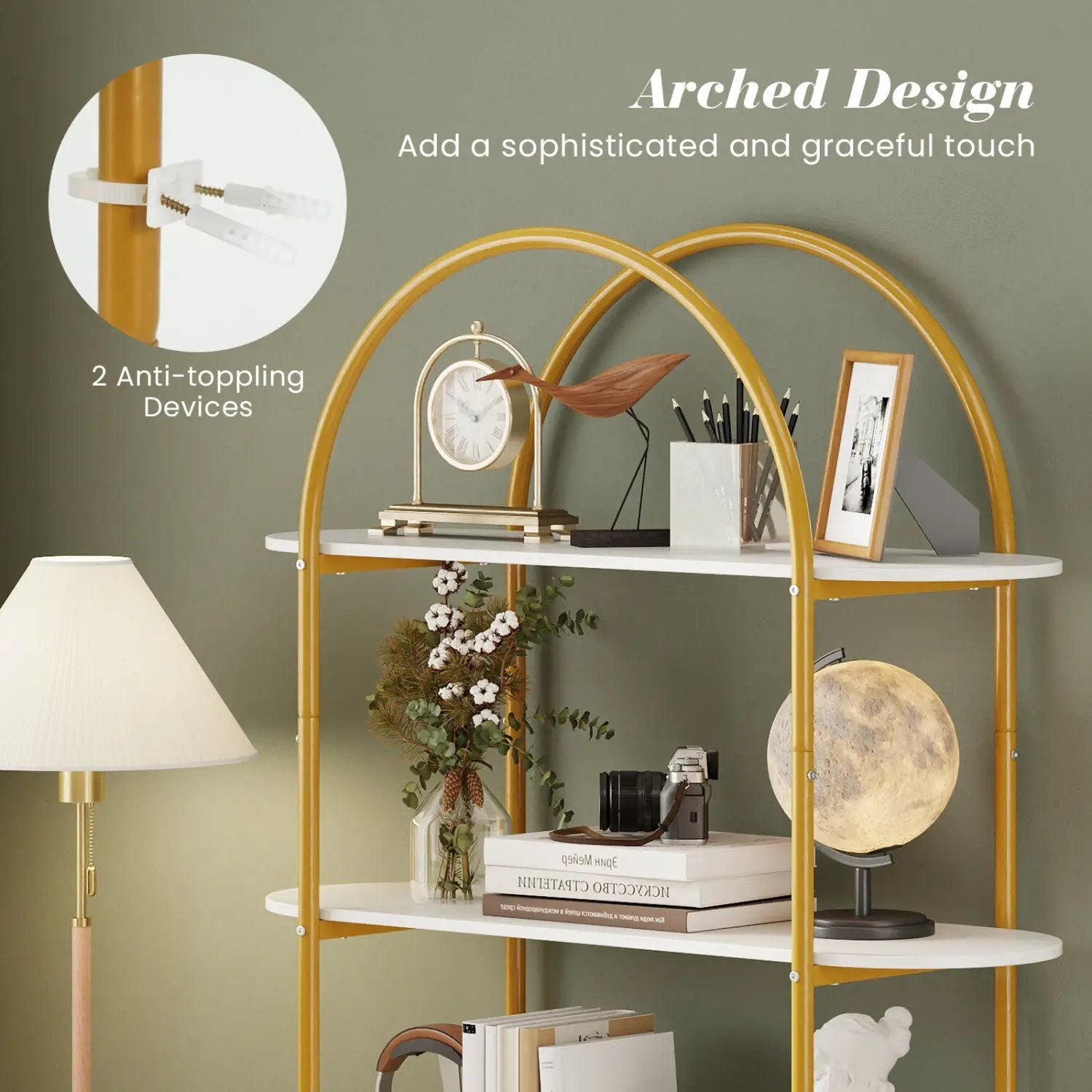 4-Tier Open Bookcase with Sturdy Metal Frame for Living Room by DirectDeals