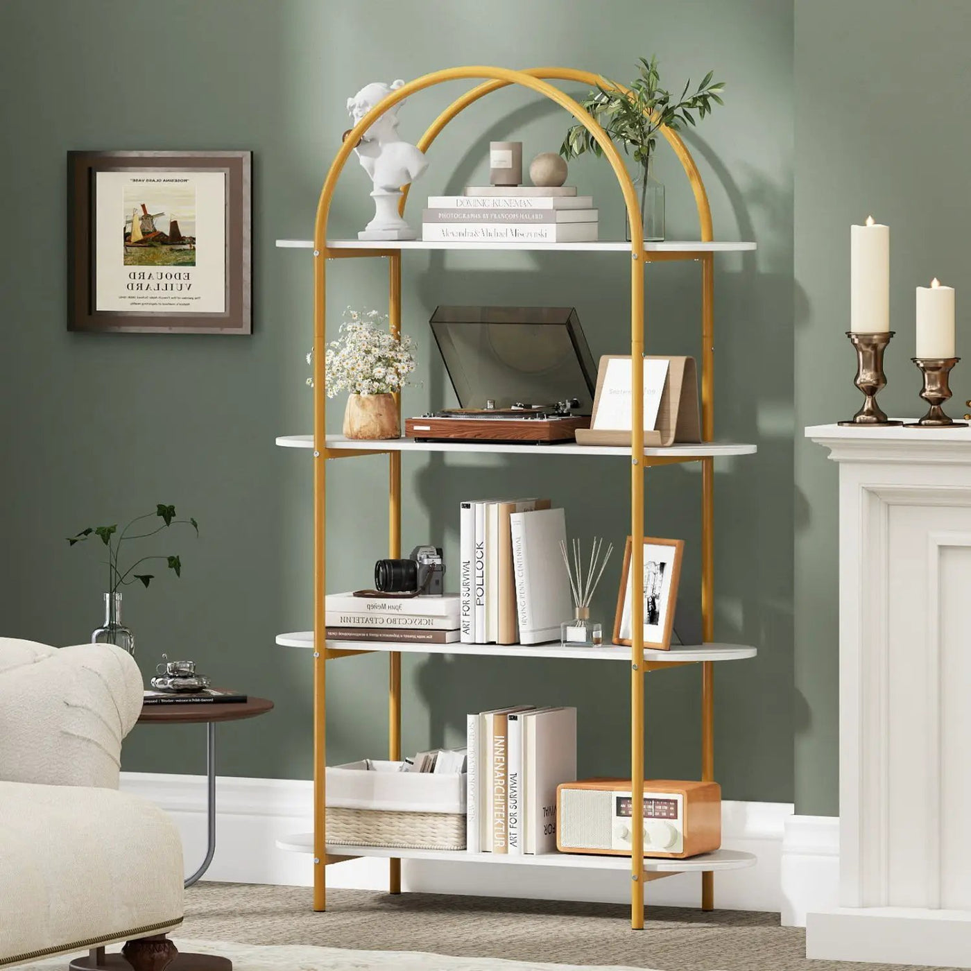 4-Tier Open Bookcase with Sturdy Metal Frame for Living Room by DirectDeals