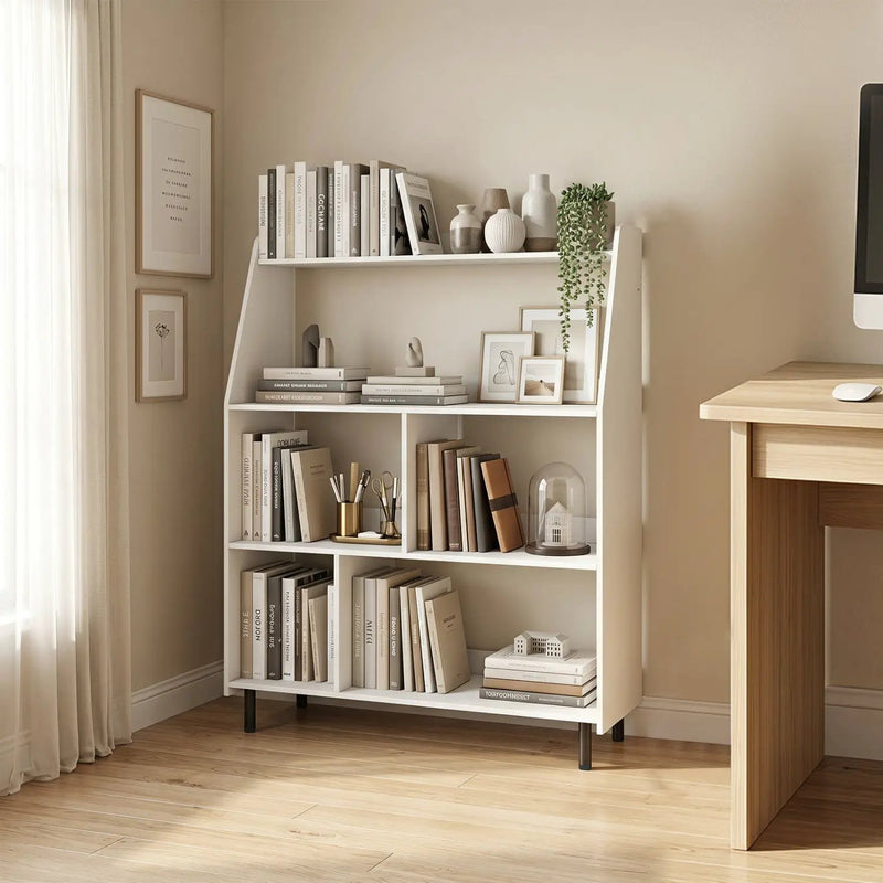 4-Tier Open Bookcase with Anti-Tipping Kits - White by DirectDeals