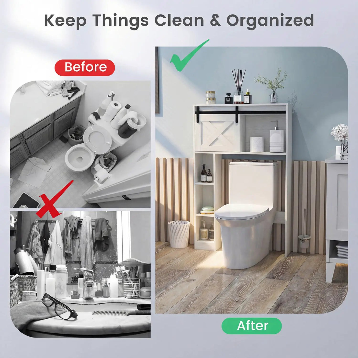 4-Tier Over The Toilet Storage Cabinet with Sliding Barn Door and Storage Shelves by DirectDeals