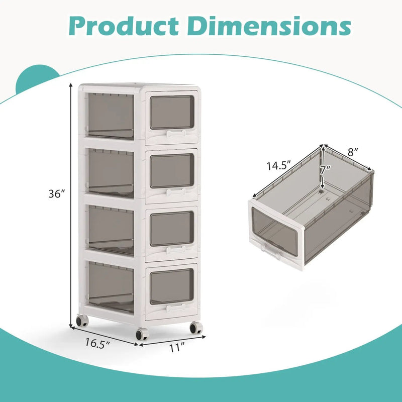 Rolling Storage Cart with Drawers and Lockable Wheels by DirectDeals