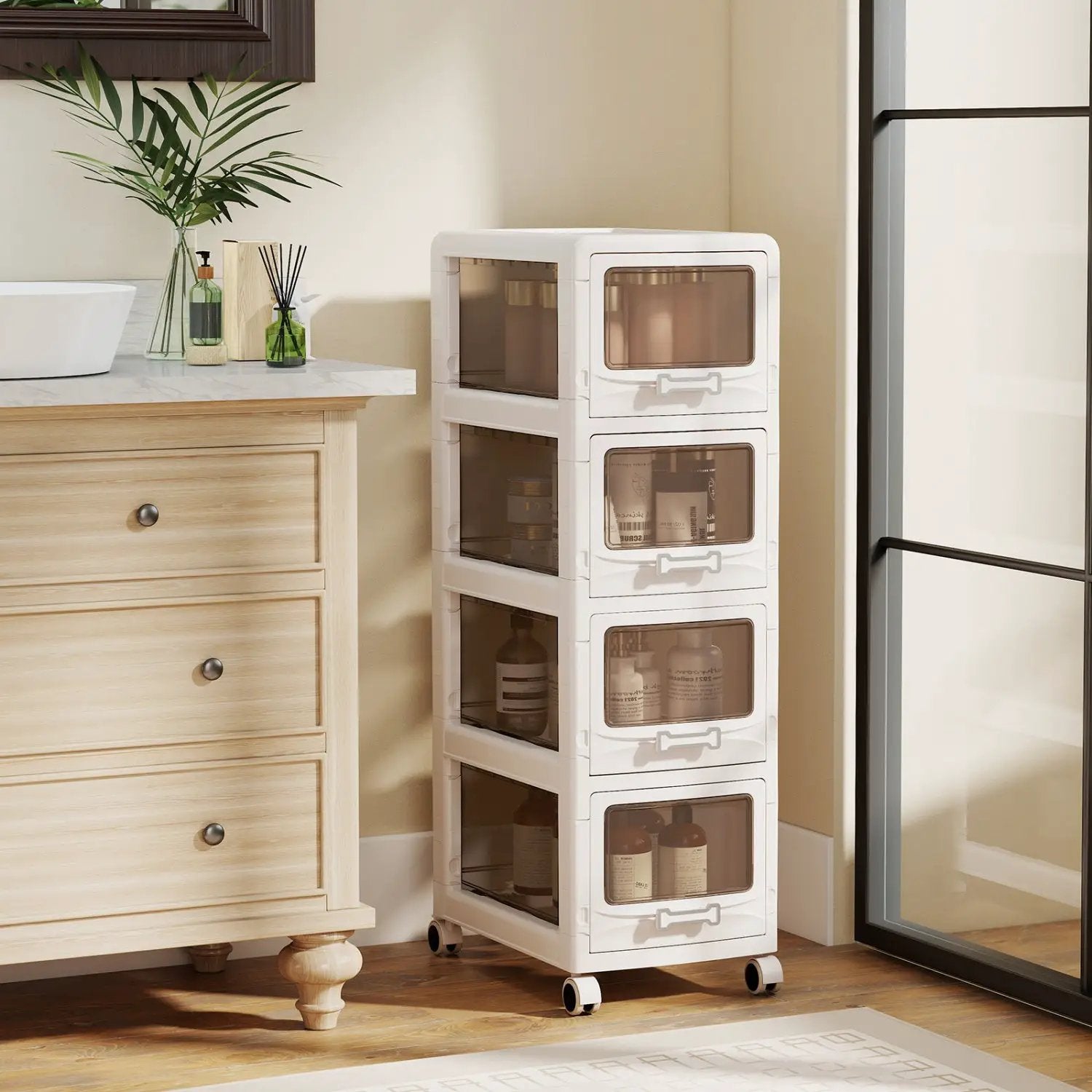 Rolling Storage Cart with Drawers and Lockable Wheels by DirectDeals