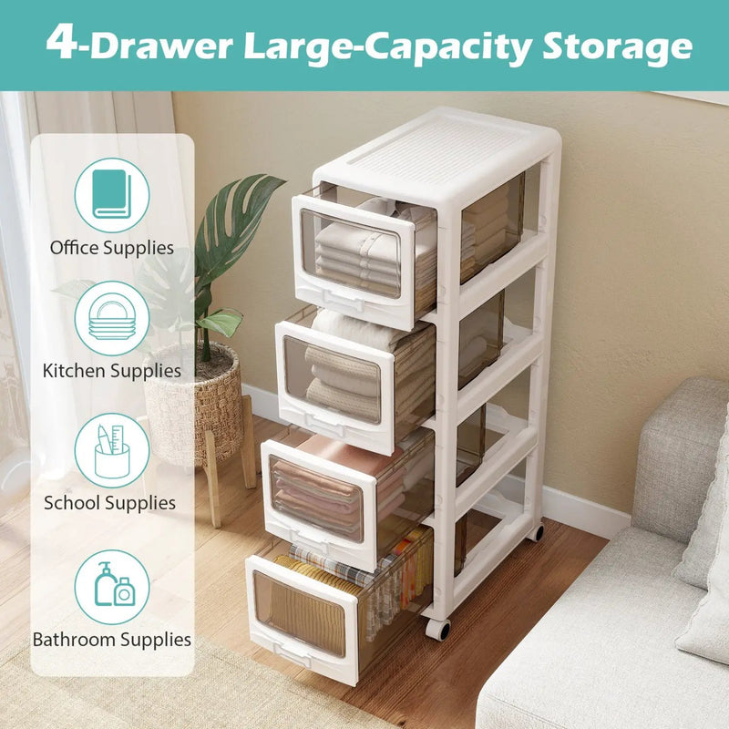 Rolling Storage Cart with Drawers and Lockable Wheels by DirectDeals