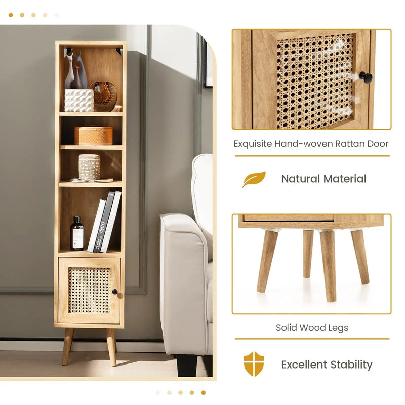 4 Tiers Rattan Storage Cabinet with Slim Design by DirectDeals