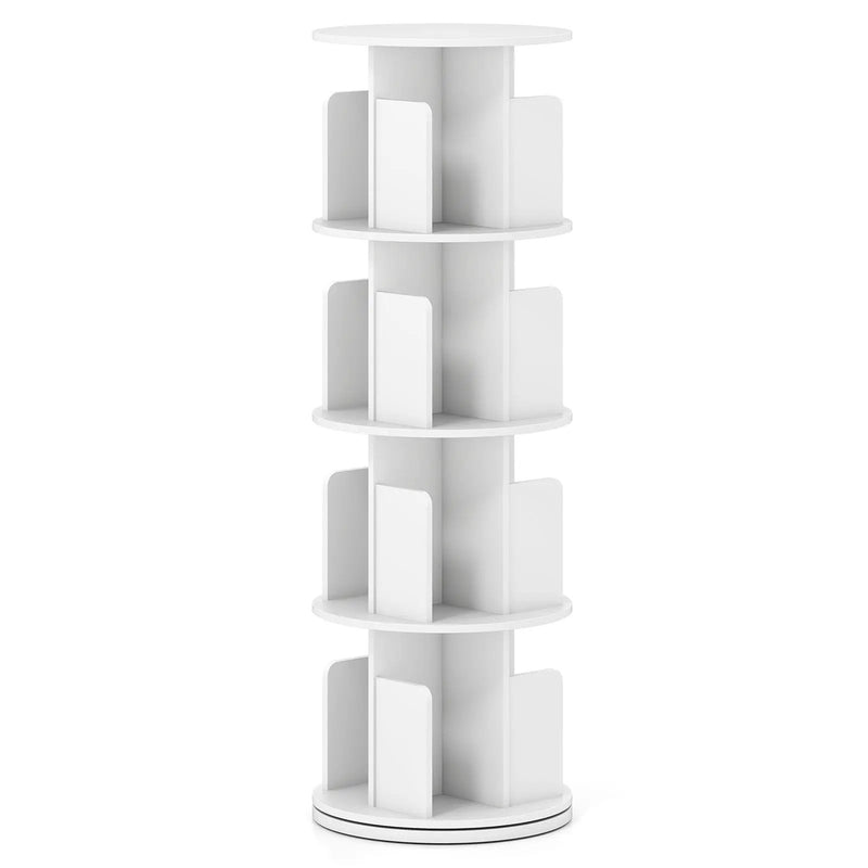 4-Tier Rotating Bookshelf 360¬∞ Display Rack with Dividers and Anti-falling Baffles by DirectDeals