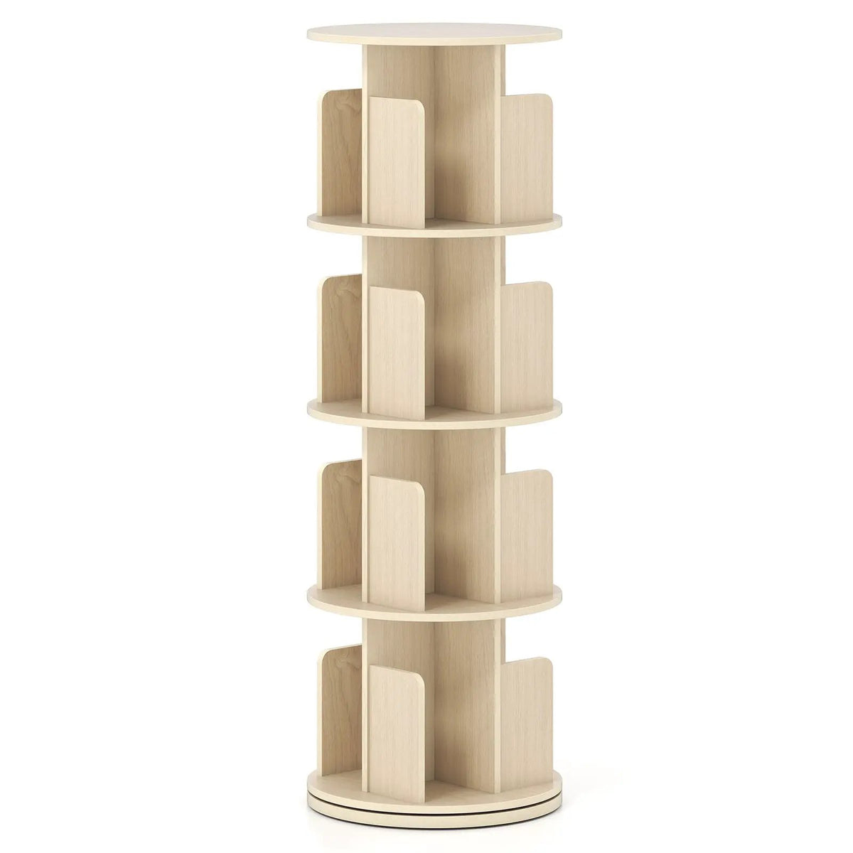 4-Tier Rotating Bookshelf 360¬∞ Display Rack with Dividers and Anti-falling Baffles by DirectDeals