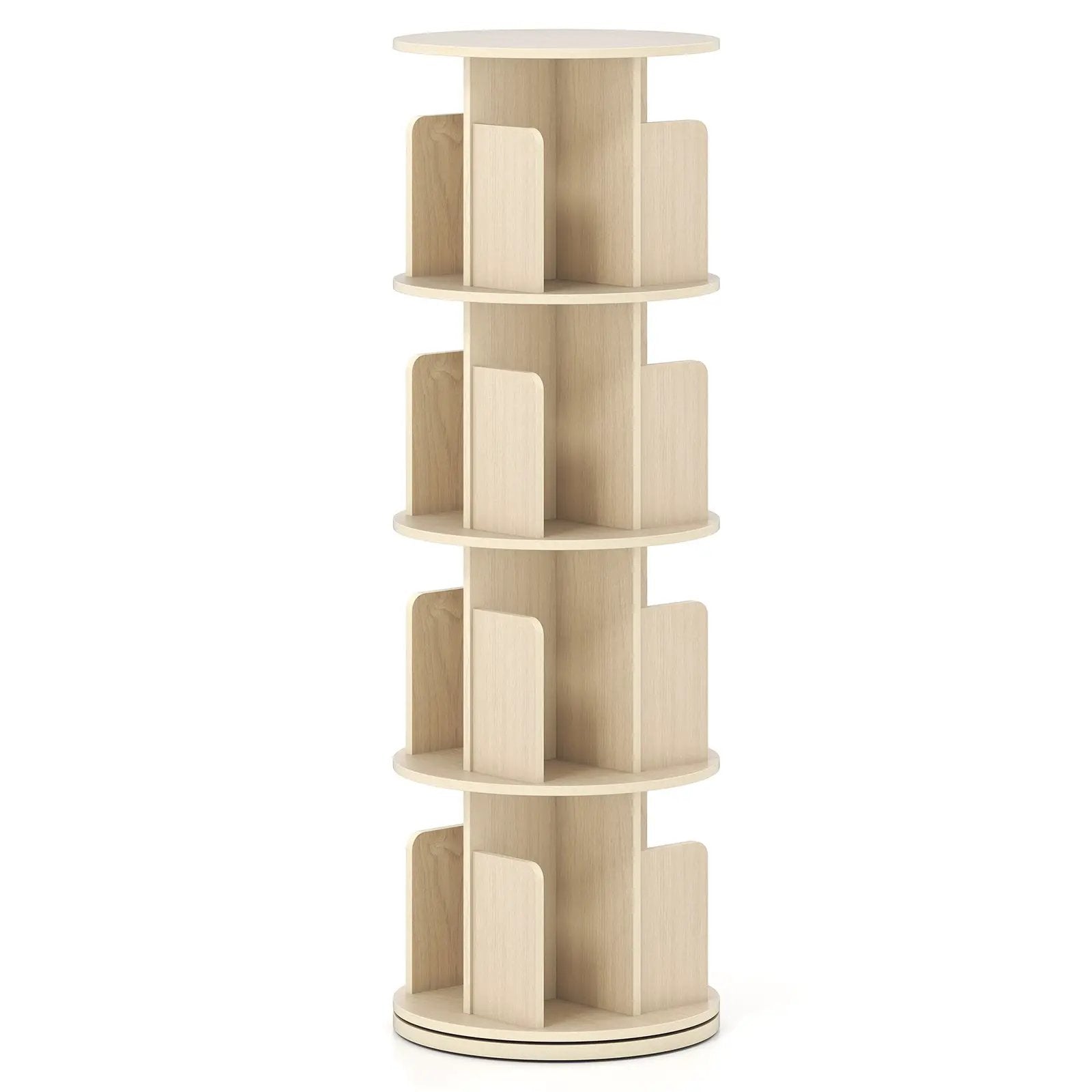 4-Tier Rotating Bookshelf 360¬∞ Display Rack with Dividers and Anti-falling Baffles by DirectDeals