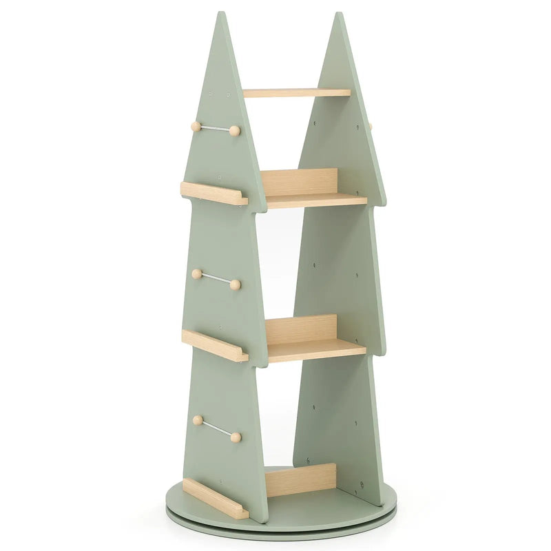 4 Tier Tree Shape Kids Rotating Bookshelf 360¬∞ Display Rack Storage Organizer-Green by DirectDeals
