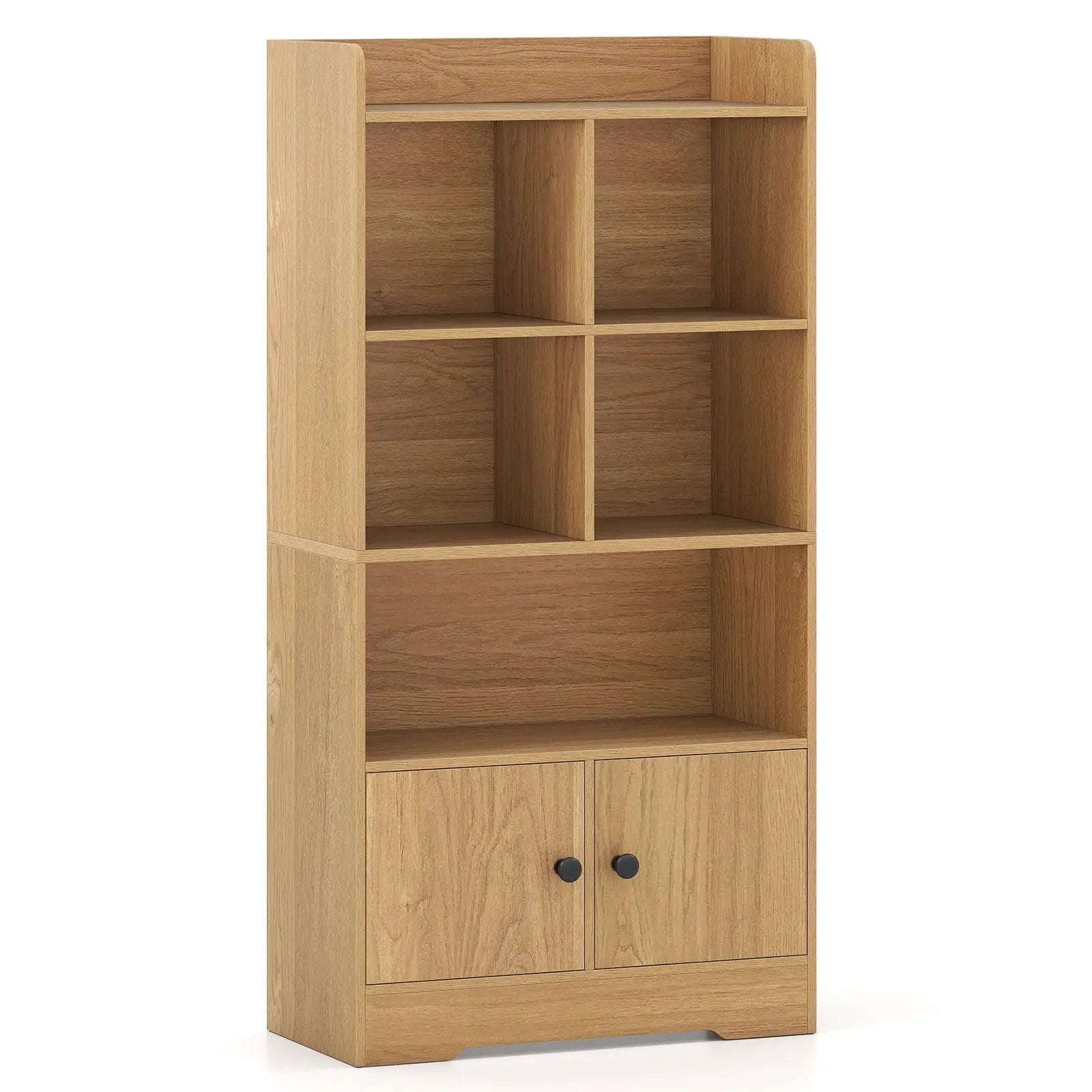 4 Tiers Bookshelf with 4 Cubes Display Shelf and 2 Doors by DirectDeals