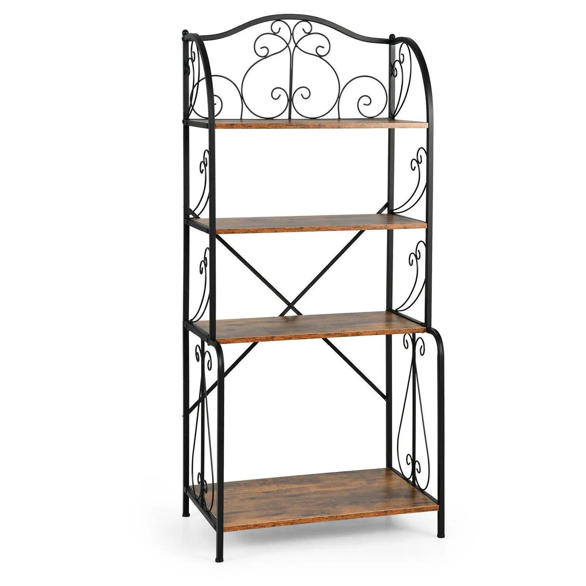 4-Tier Industrial Kitchen Baker's Rack with Open Shelves and X-Bar by DirectDeals
