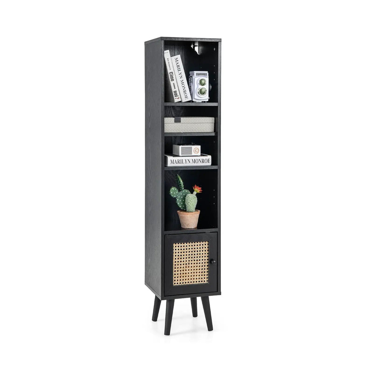 4 Tiers Rattan Storage Cabinet with Slim Design by DirectDeals