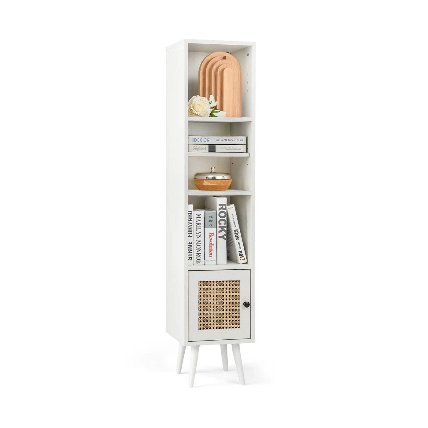 4 Tiers Rattan Storage Cabinet with Slim Design by DirectDeals