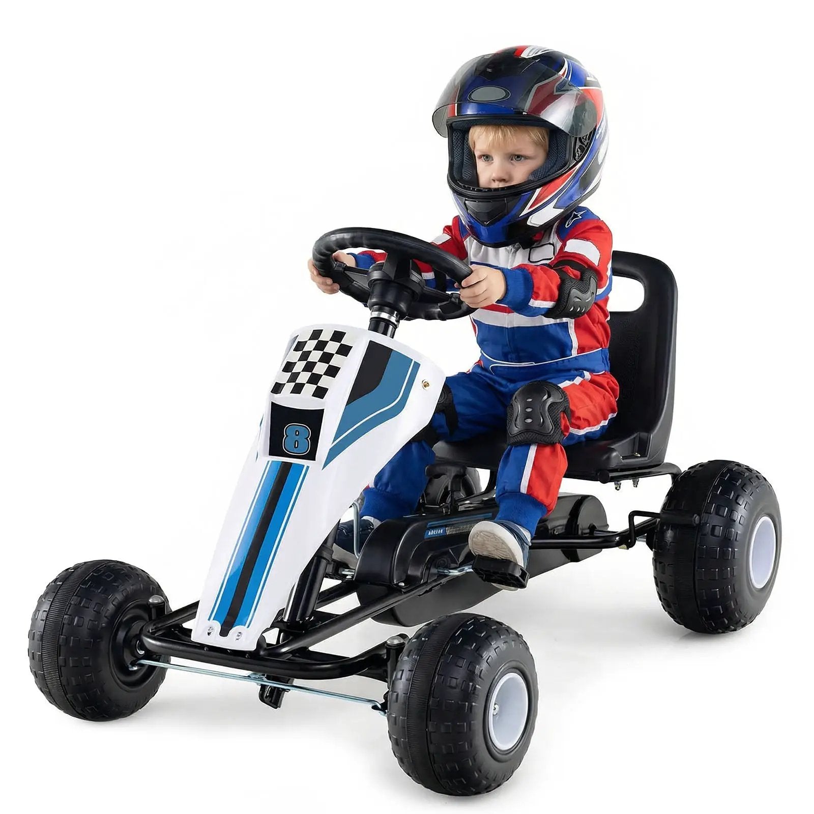 4-Wheel Ride On Toy Pedal Go Kart for Kids with Steering Wheel and Safe Handbrake by DirectDeals