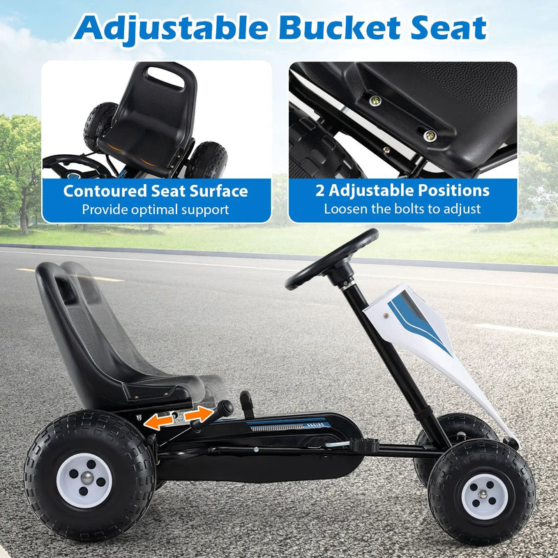 4-Wheel Ride On Toy Pedal Go Kart for Kids with Steering Wheel and Safe Handbrake by DirectDeals