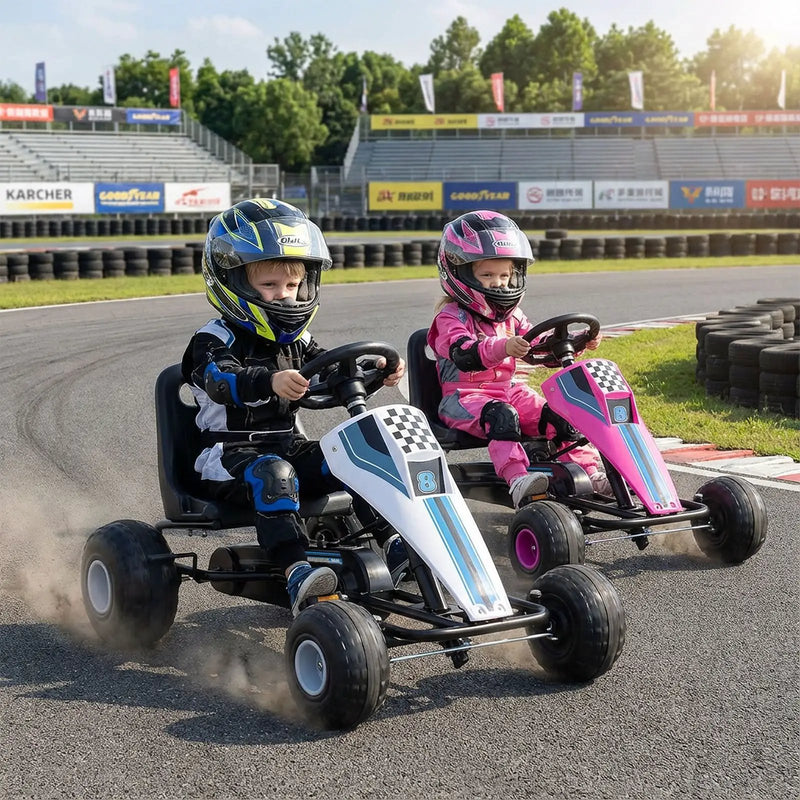 4-Wheel Ride On Toy Pedal Go Kart for Kids with Steering Wheel and Safe Handbrake by DirectDeals