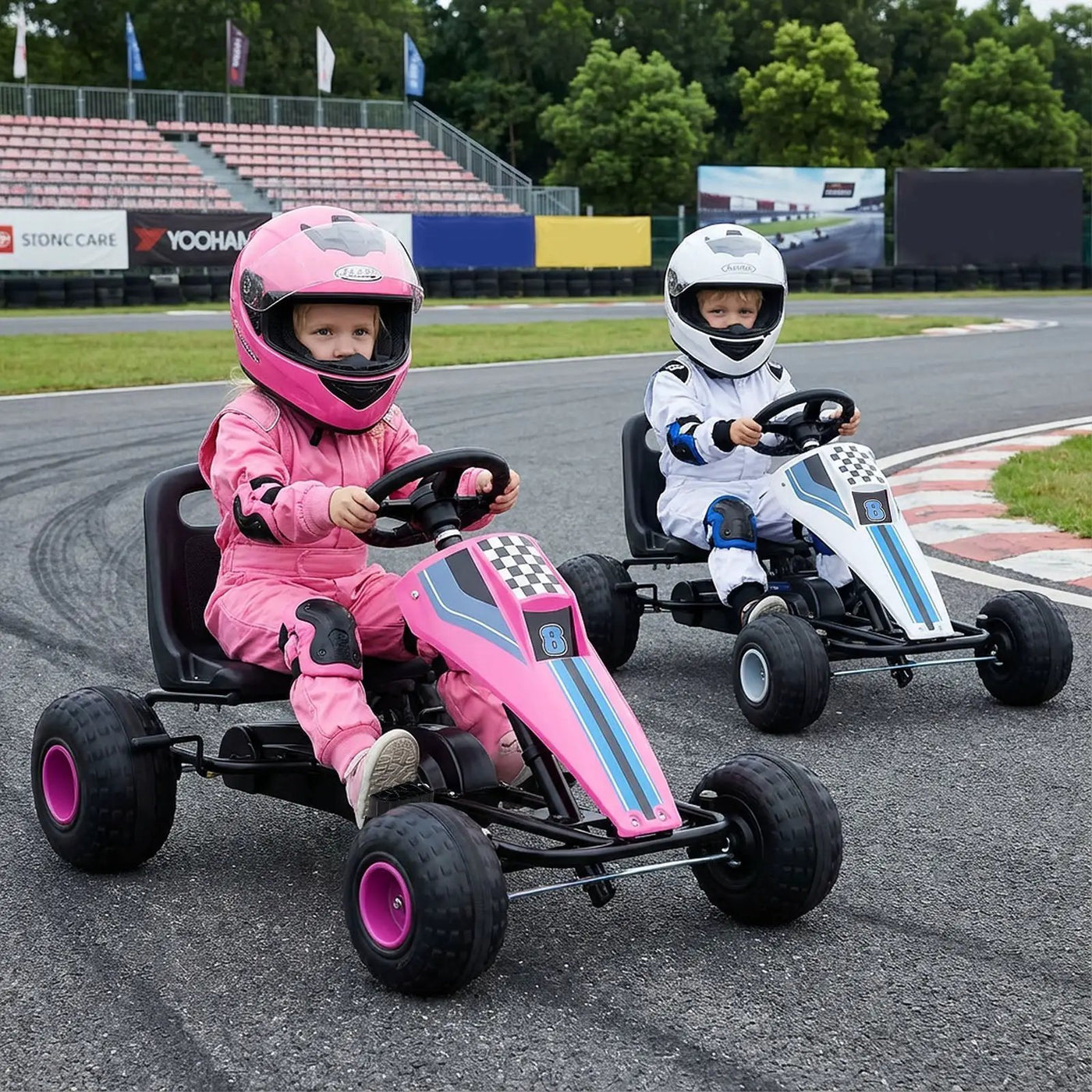 4-Wheel Ride On Toy Pedal Go Kart for Kids with Steering Wheel and Safe Handbrake by DirectDeals
