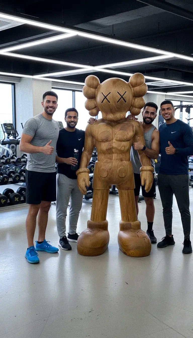 Muscular Wooden Sculpture – Gym & Fitness Art Decor by Gizz