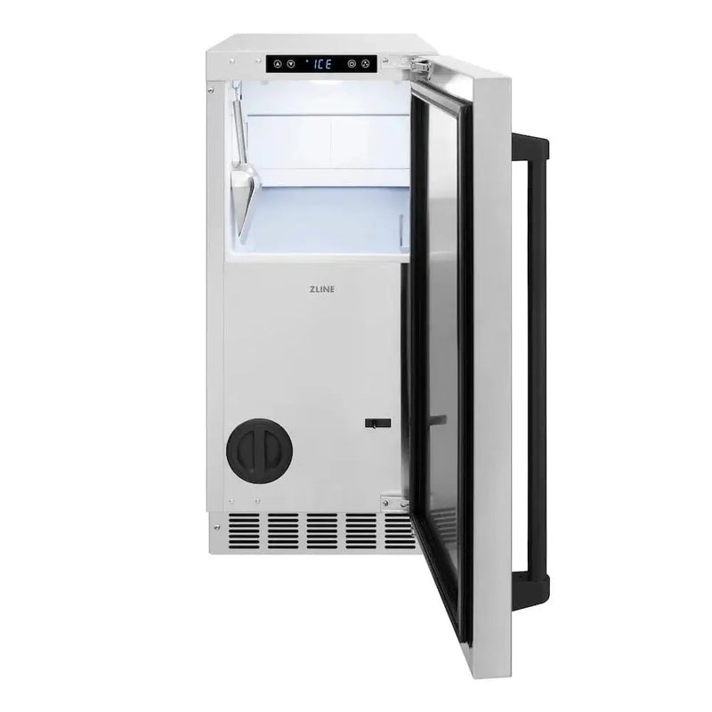 ZLINE 15" Touchstone Gourmet Ice Maker Drain Pump Stainless Steel Door Matte Black IGMDZ-ST-15-MB by Farmhouse Kitchen and Bath