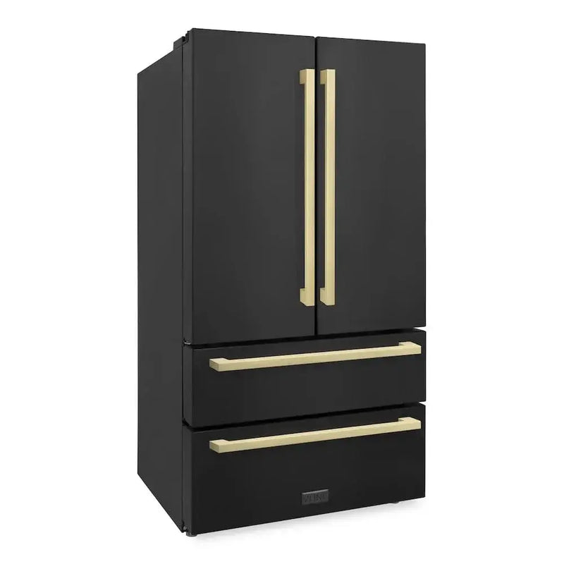 ZLINE 36" Autograph French Door Refrigerator, Ice Maker, Black Stainless RFMZ-36-BS-FCB by Farmhouse Kitchen and Bath