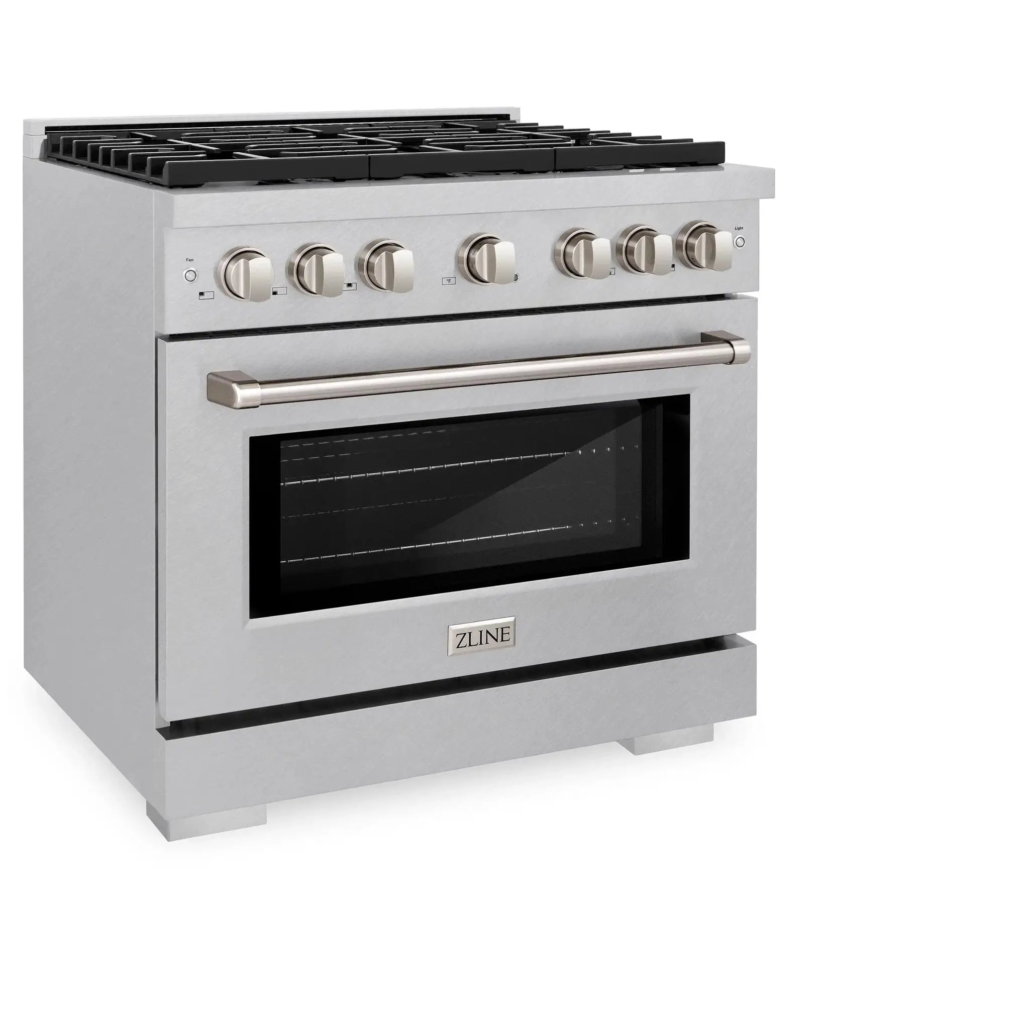 ZLINE 36"Paramount Dual Fuel Range DuraSnow® Stainless Steel SDRS-36 by Farmhouse Kitchen and Bath