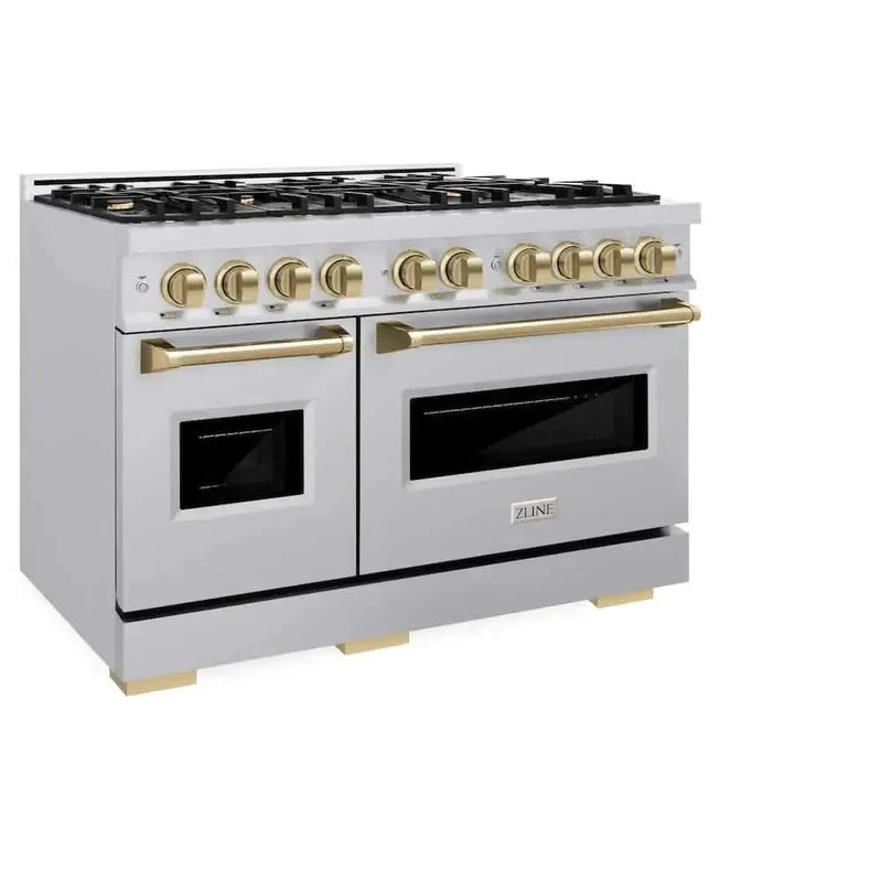 ZLINE 48" Dual Fuel Range, Gas Cooktop, Electric Convection Oven Stainless Steel, Champagne Bronze CDRZ-48-CB by Farmhouse Kitchen and Bath