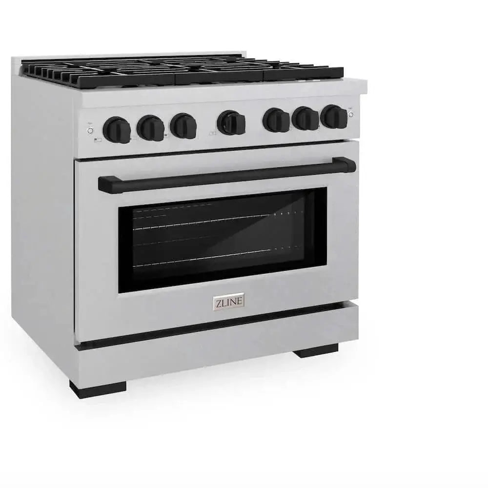 ZLINE 36"Gas Range, Convection Gas Oven, DuraSnow® Matte Black, SGRSZ-36-MB by Farmhouse Kitchen and Bath