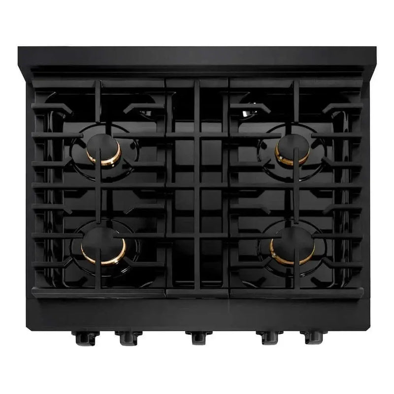 ZLINE 30 in.Gas Range, Convection Gas Oven, Brass Burner, Black Stainless Steel, SGRB-BR-30 by Farmhouse Kitchen and Bath