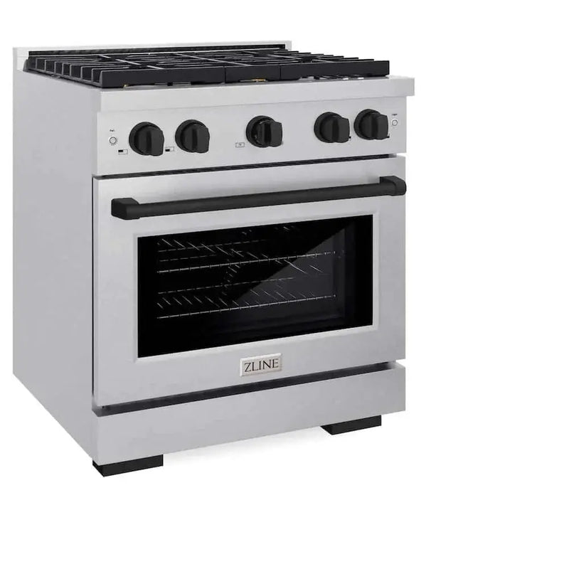 ZLINE 30"Gas Range, Convection Gas Oven , DuraSnow® Matte Black, SGRSZ-30-MB by Farmhouse Kitchen and Bath